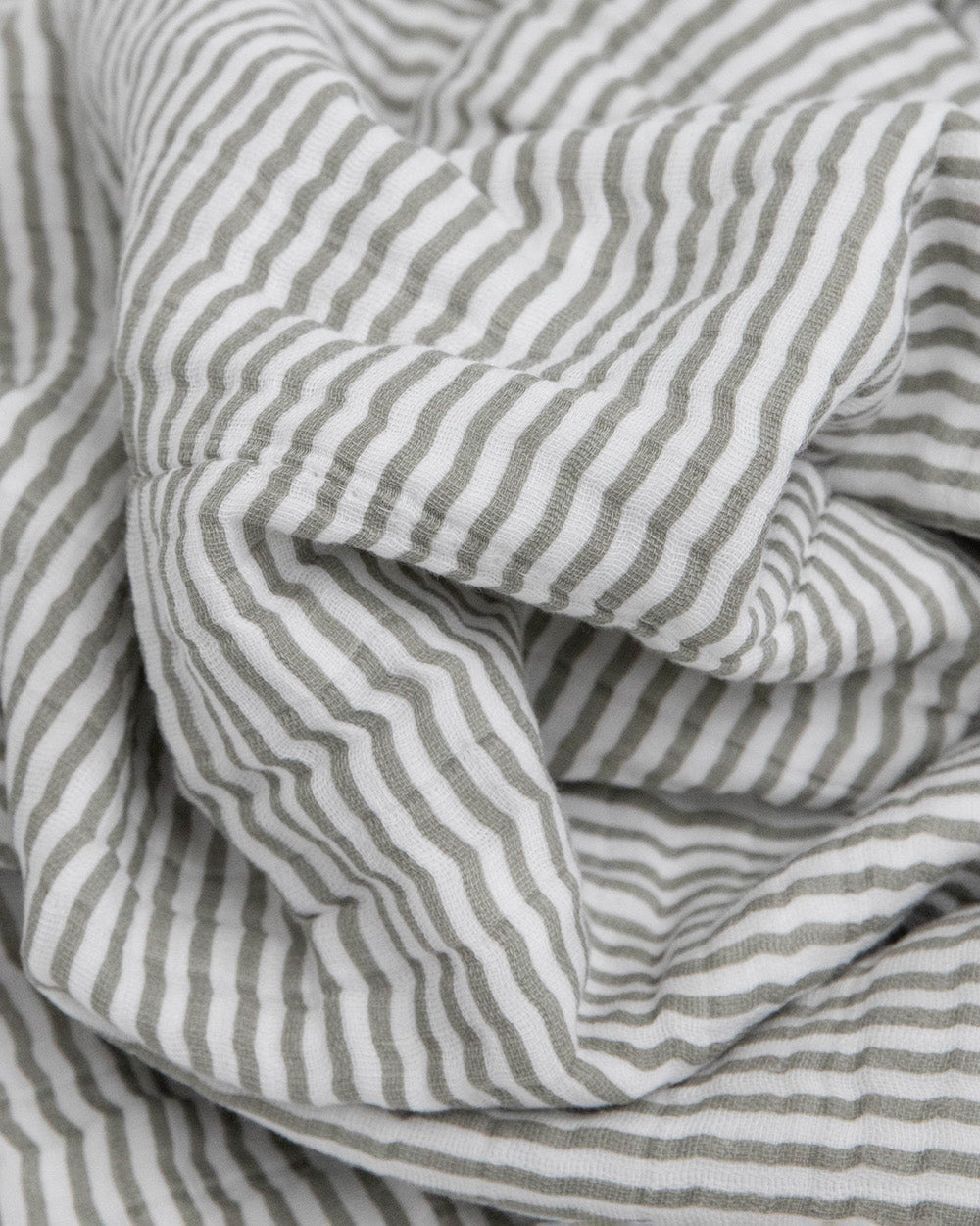 Little Unicorn Cotton Muslin Baby Quilt | Grey Stripe