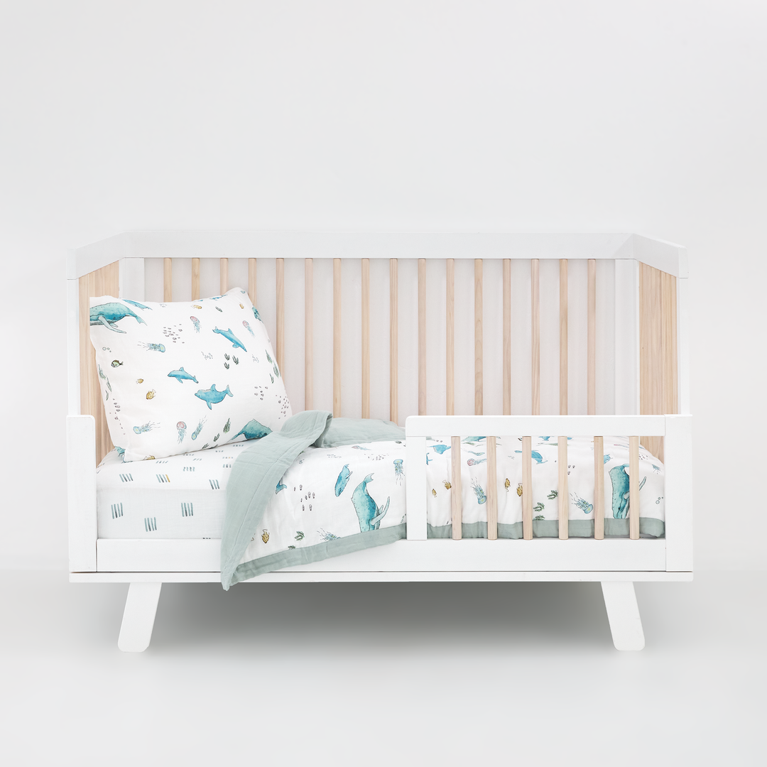 Little Unicorn Cotton Muslin Toddler Comforter | Whales