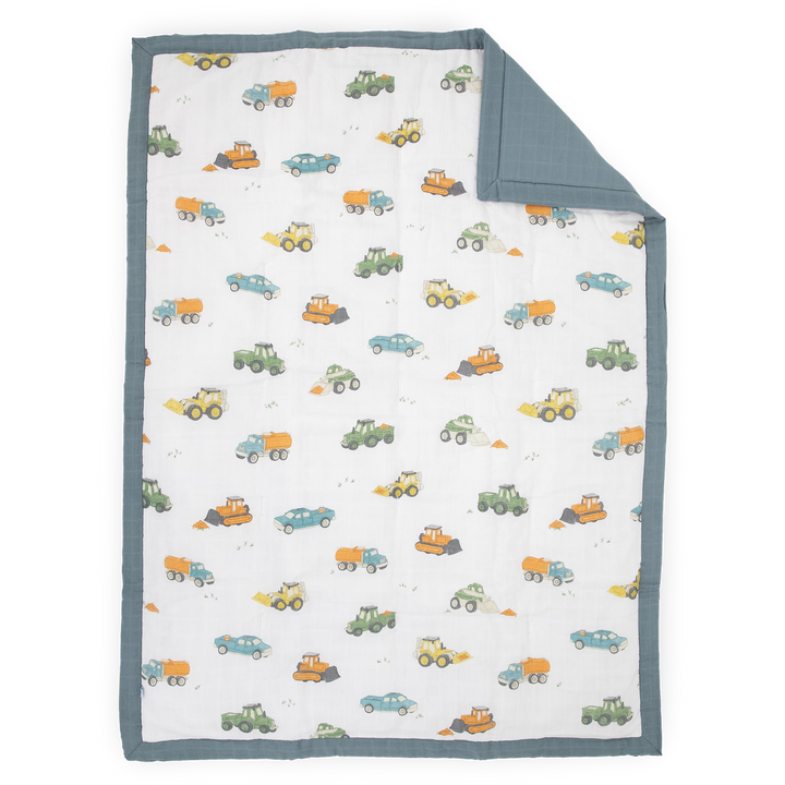 Little Unicorn Cotton Muslin Toddler Comforter | Work Trucks