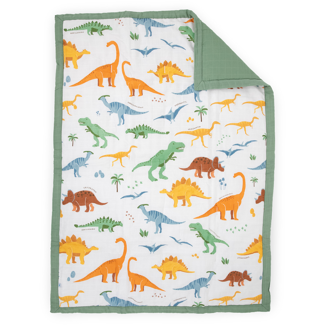 Little Unicorn Cotton Muslin Toddler Comforter | Dino Names