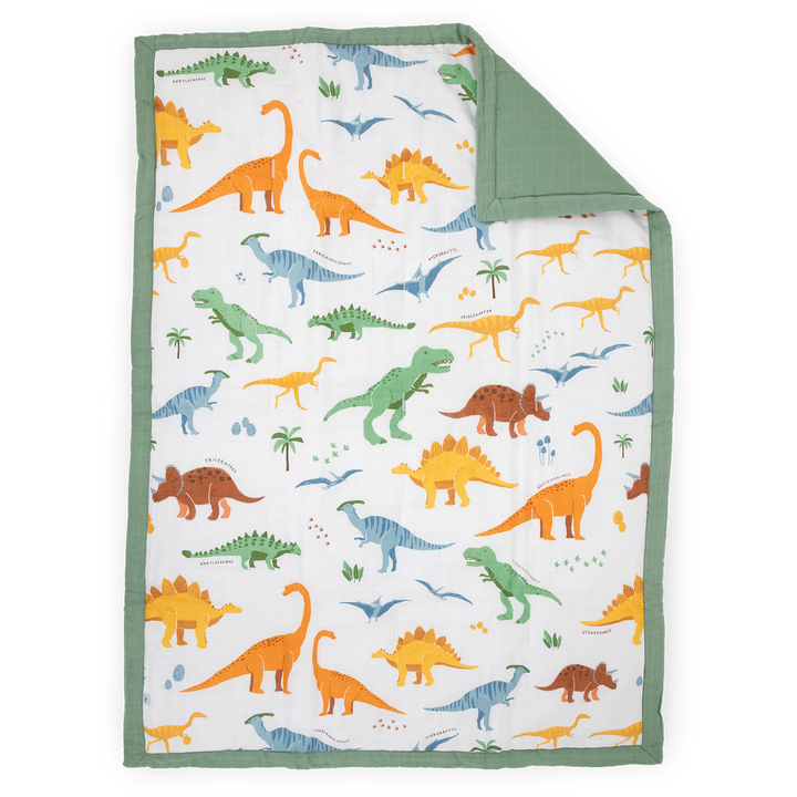 Little Unicorn Cotton Muslin Toddler Comforter | Dino Names