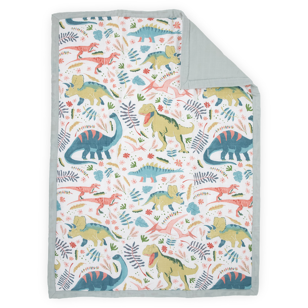 Little Unicorn Cotton Muslin Toddler Comforter | Boho Dino