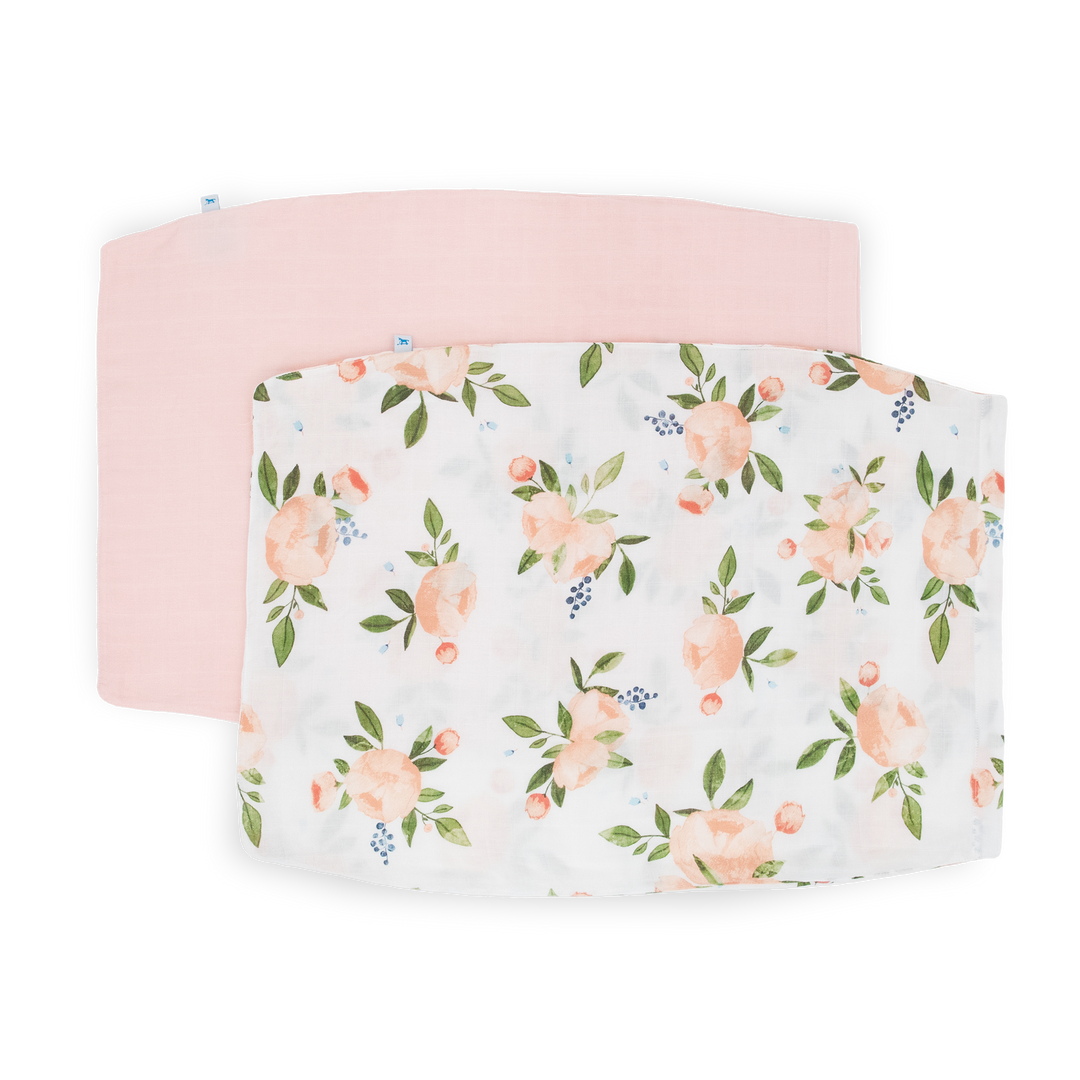 Little Unicorn Cotton Muslin Pillowcase 2-Pack | Watercolor Roses Grande