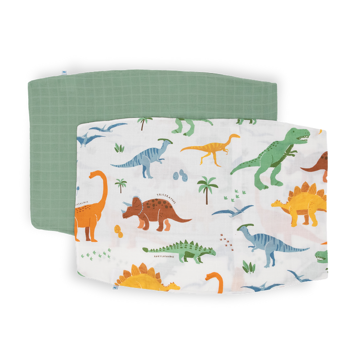 Little Unicorn Cotton Muslin Pillowcase 2-Pack | Dino Names