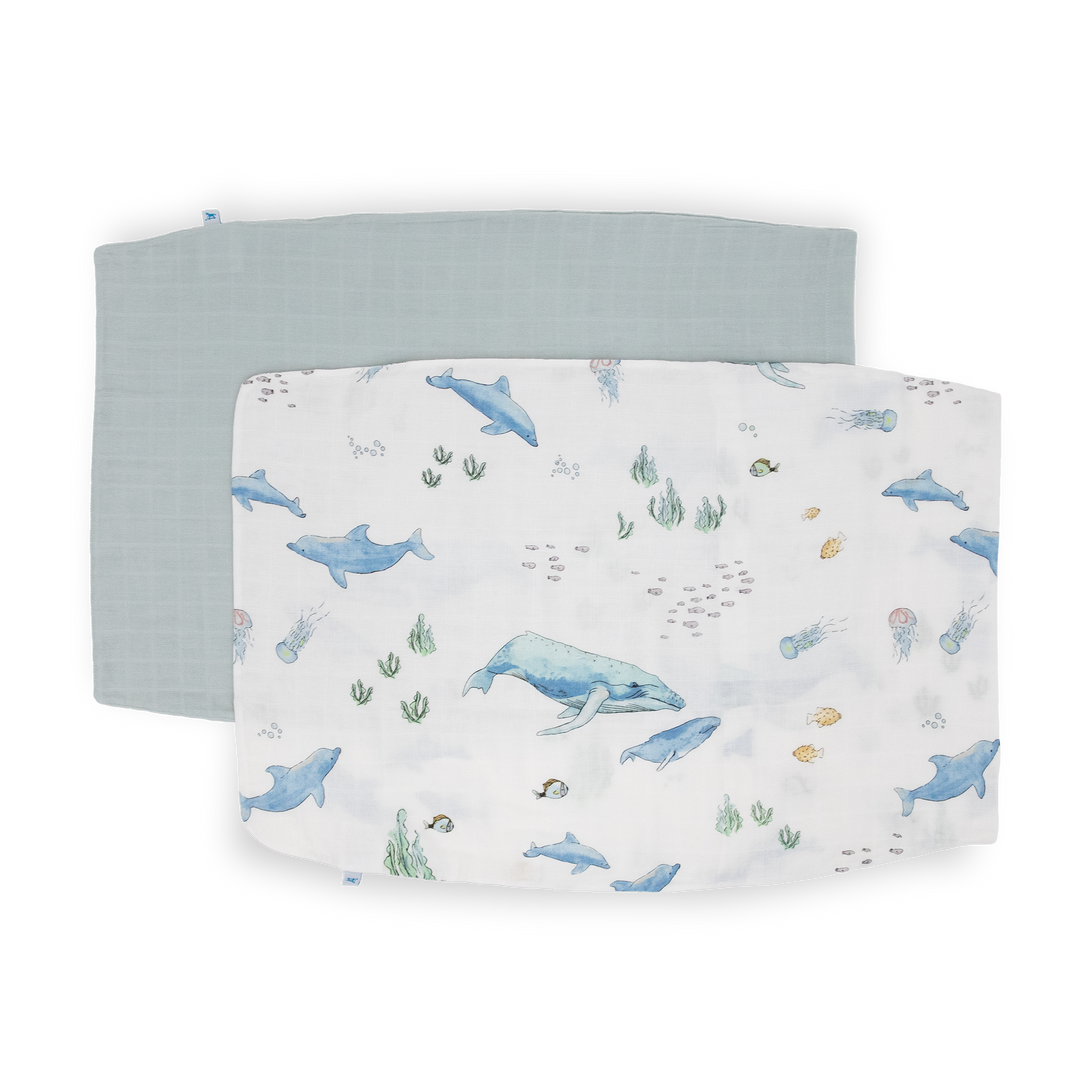 Little Unicorn Cotton Muslin Pillowcase 2-Pack | Whales