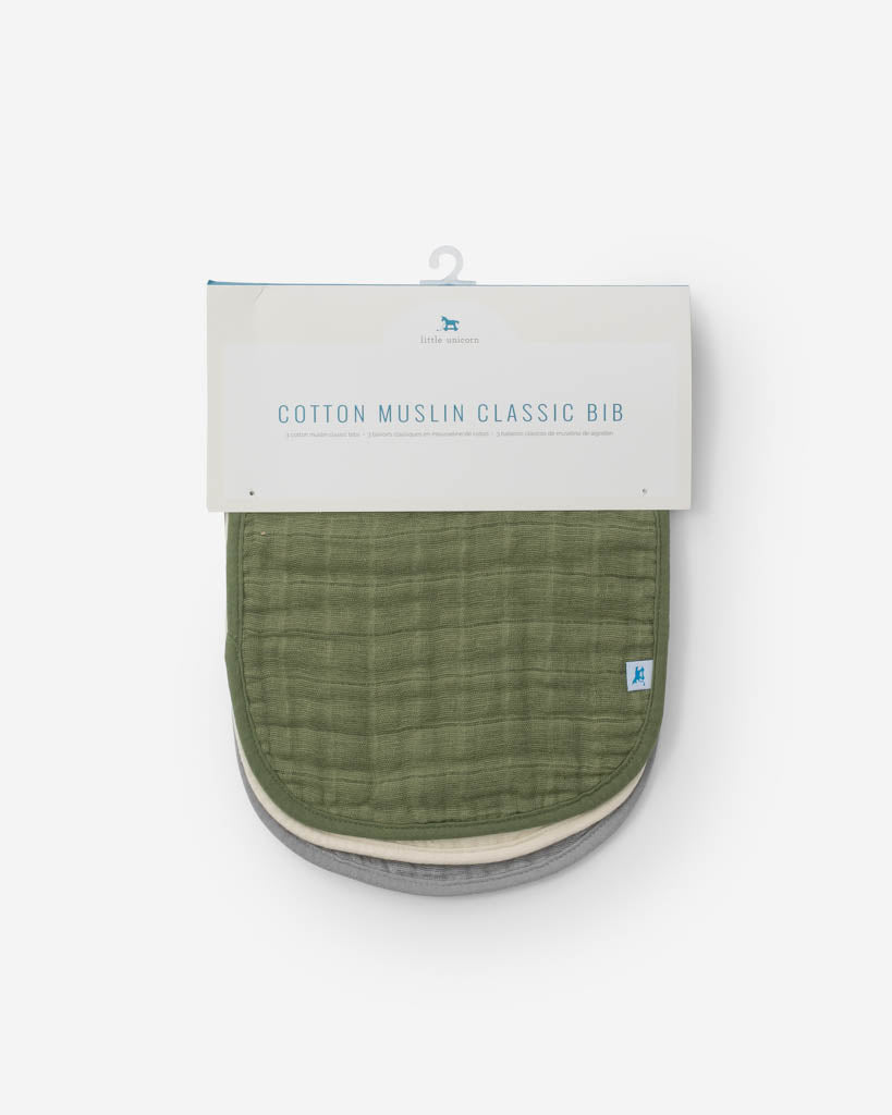 Little Unicorn Cotton Muslin Classic Bib 3 Pack | Fern