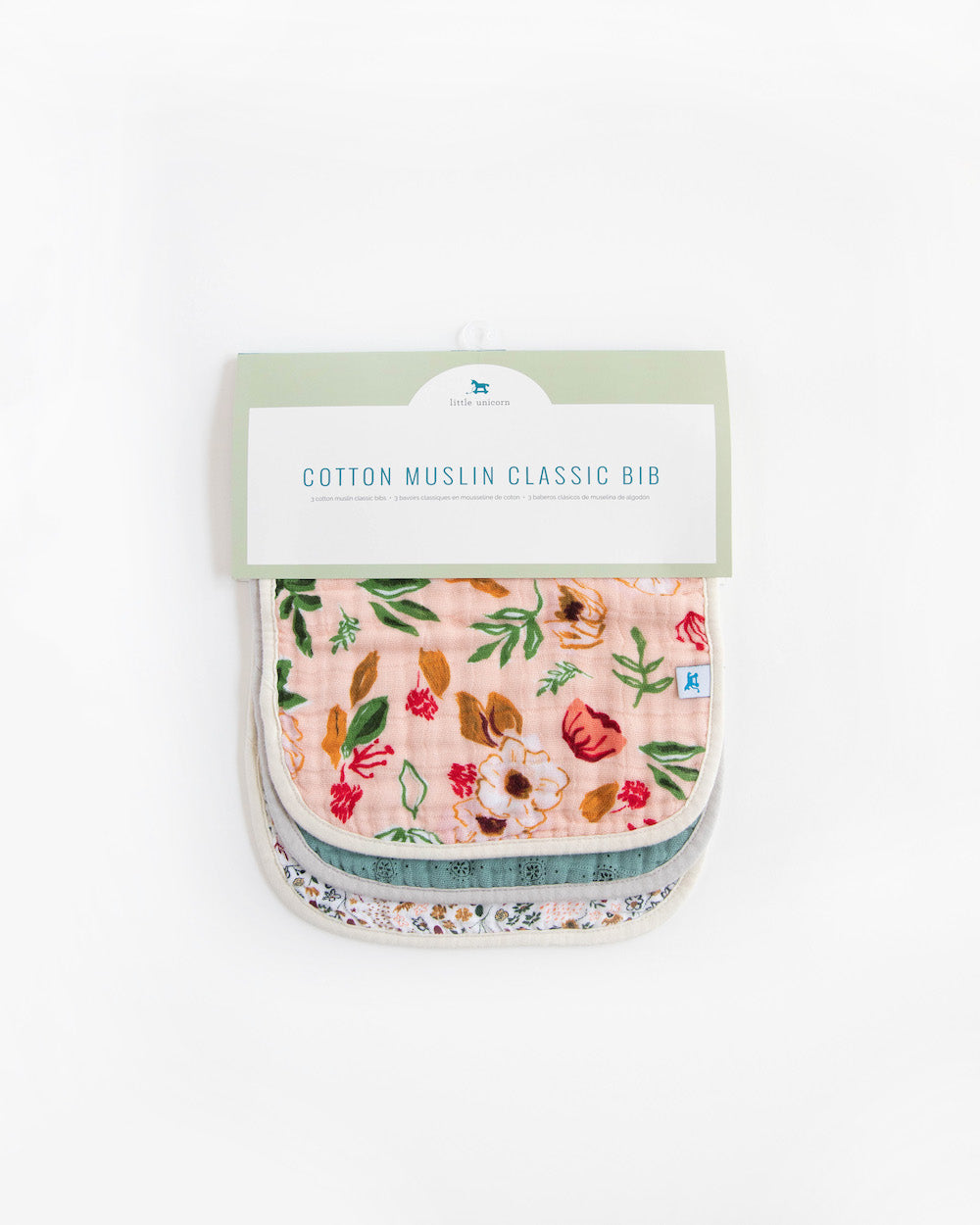 Little Unicorn Cotton Muslin Classic Bib 3 Pack | Vintage Floral