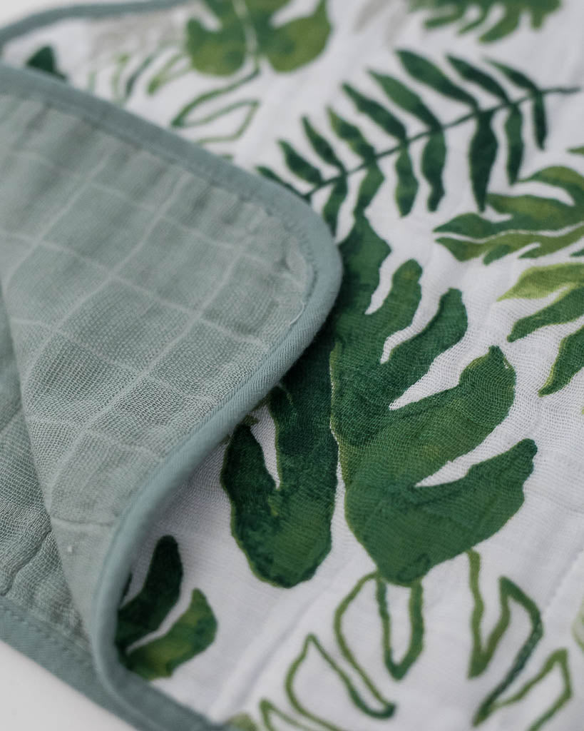 Little Unicorn Cotton Muslin Burp Cloth | Tropical Leaf