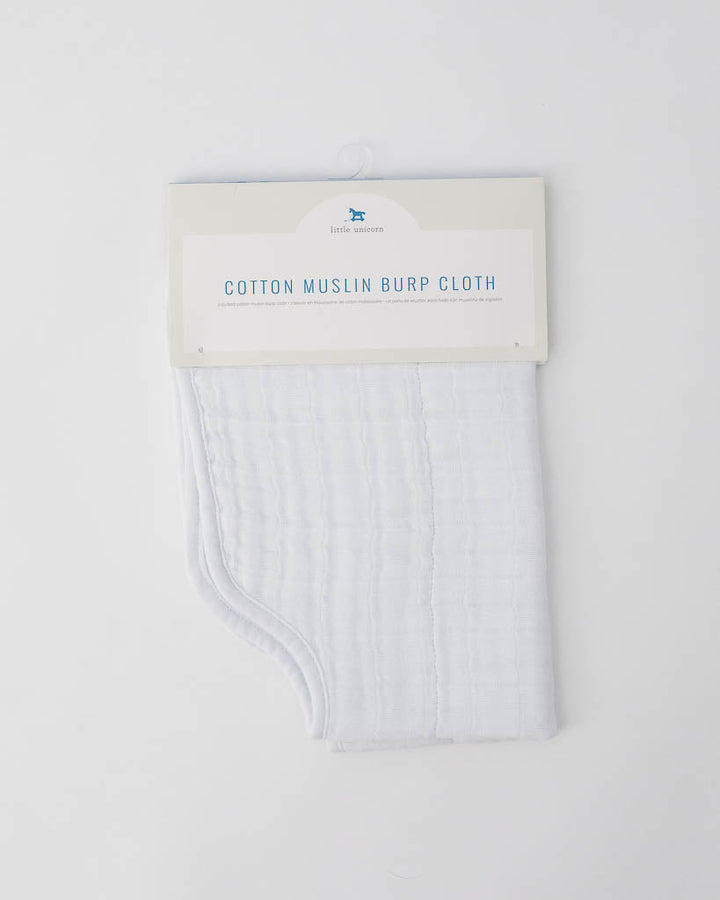 Little Unicorn Cotton Muslin Burp Cloth | White