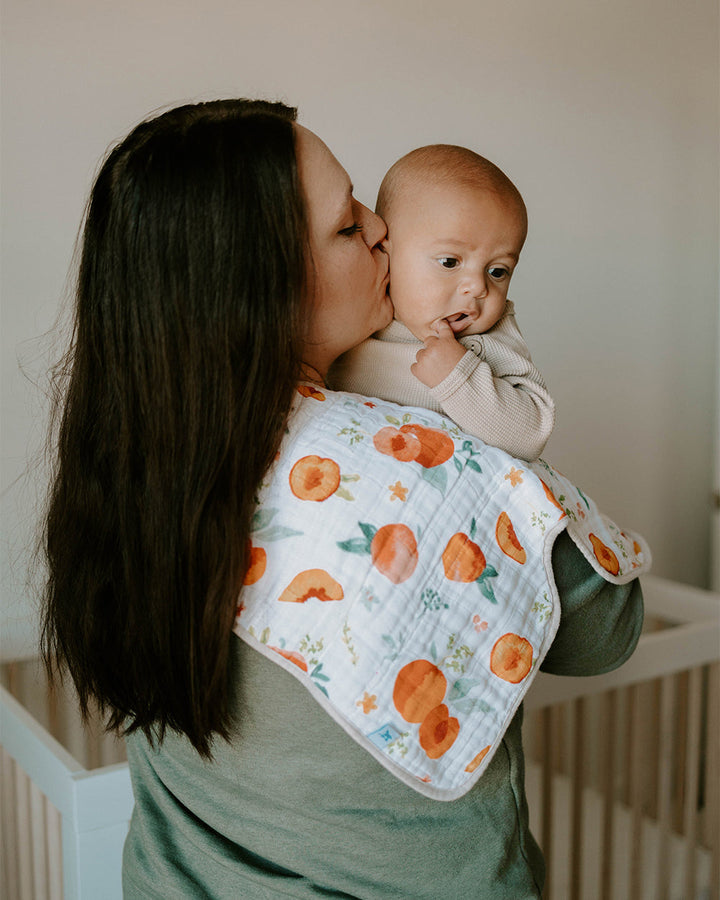 Little Unicorn Cotton Muslin Burp Cloth | Georgia Peach