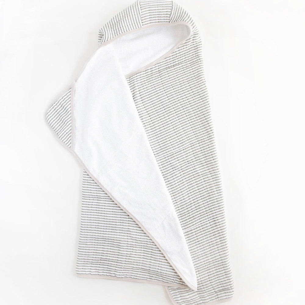 Little Unicorn Toddler Hooded Towel | Grey Stripe