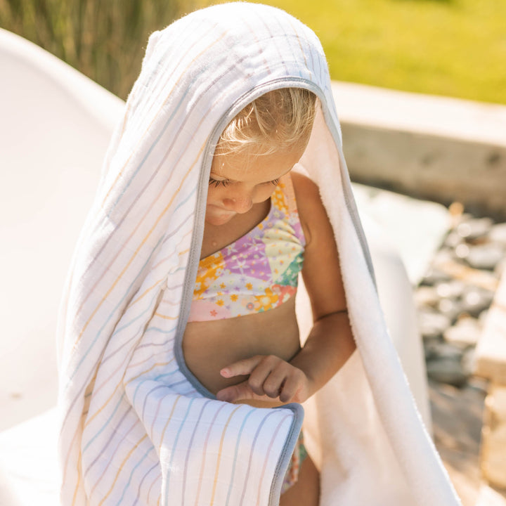 Little Unicorn Toddler Hooded Towel | Unicorn Stripe