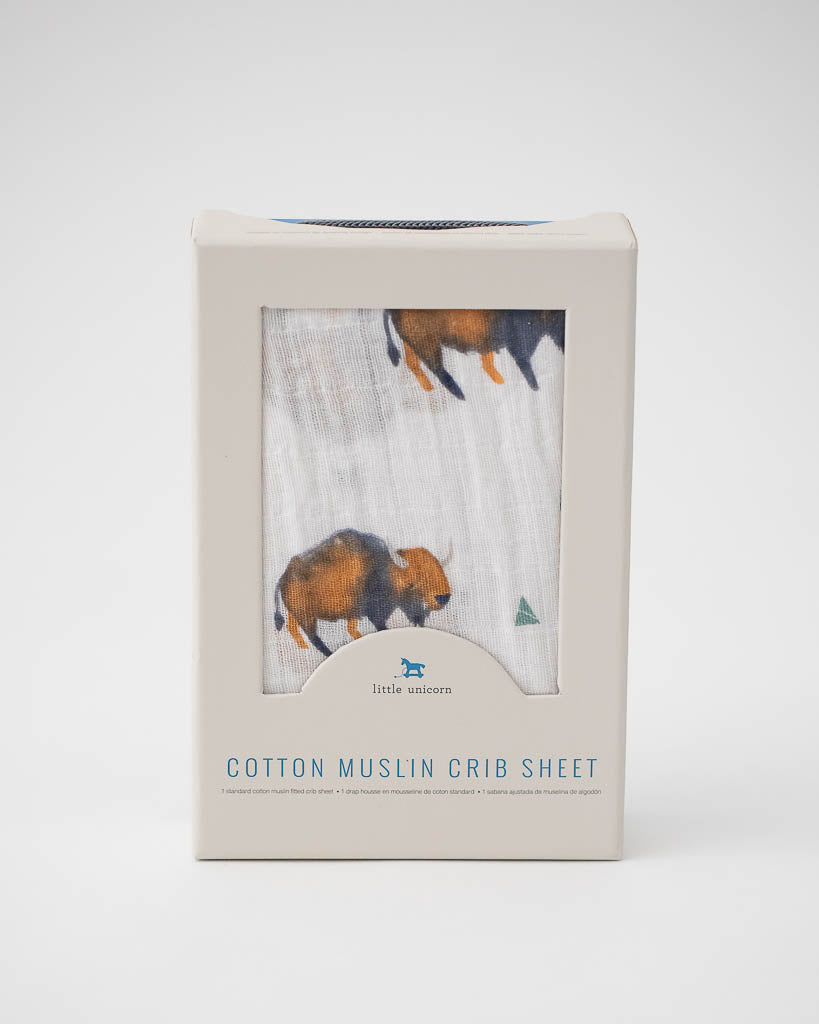 Little Unicorn Cotton Muslin Crib Sheet | Bison