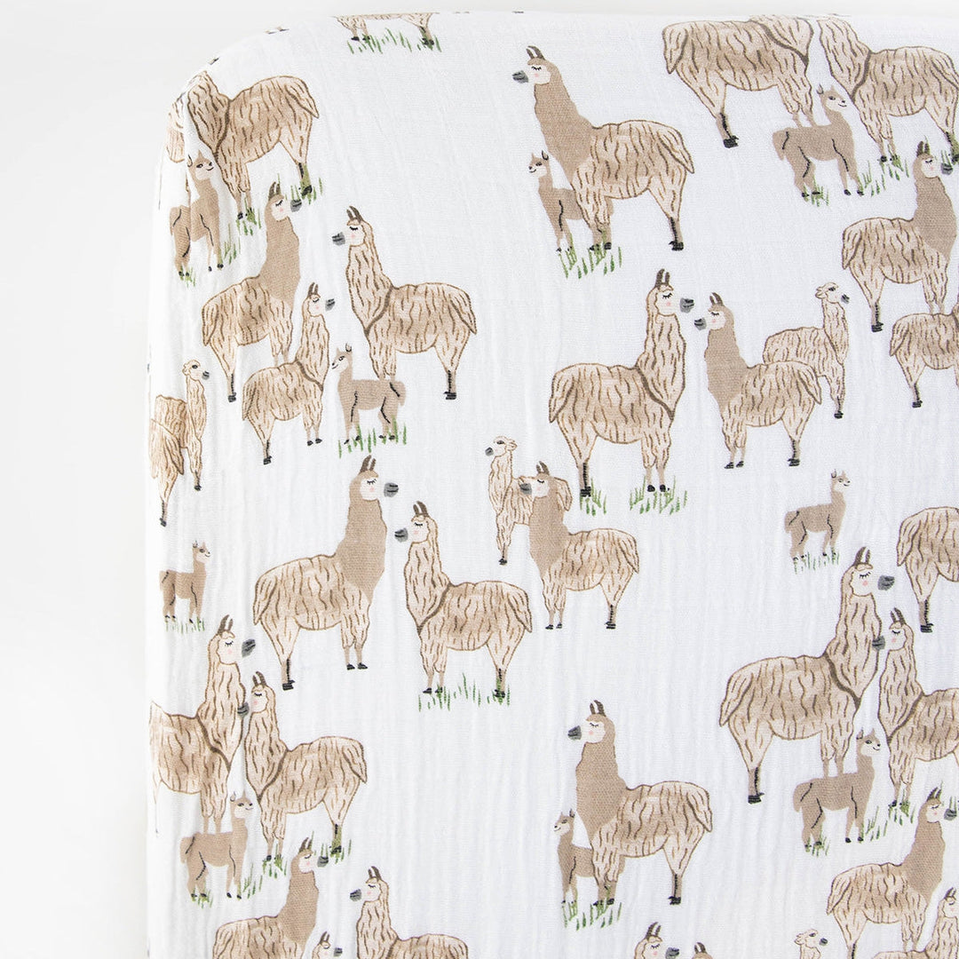Little Unicorn Cotton Muslin Crib Sheet | Llama Llama