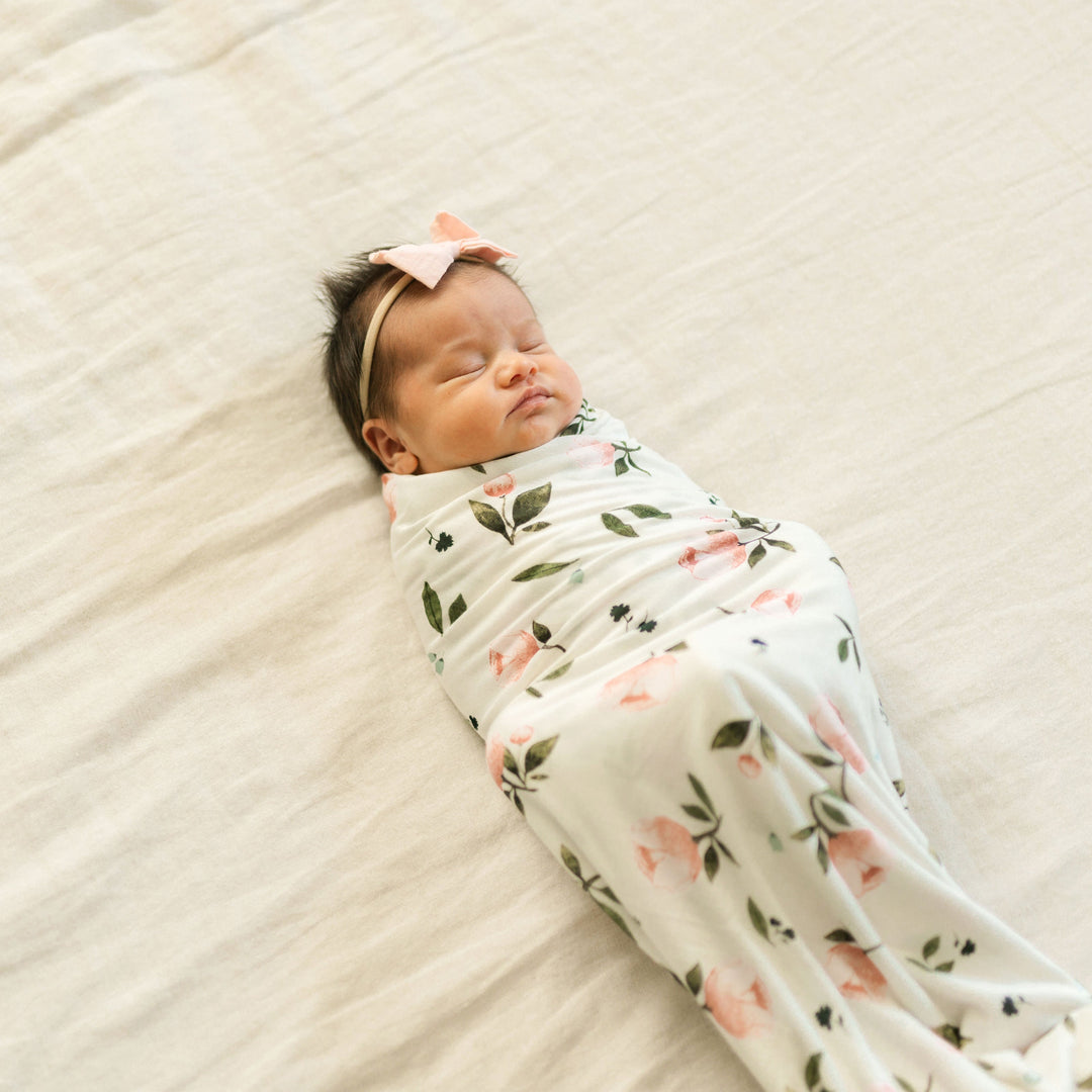 Little Unicorn Stretch Knit Swaddle and Hat Set | Watercolor Rose