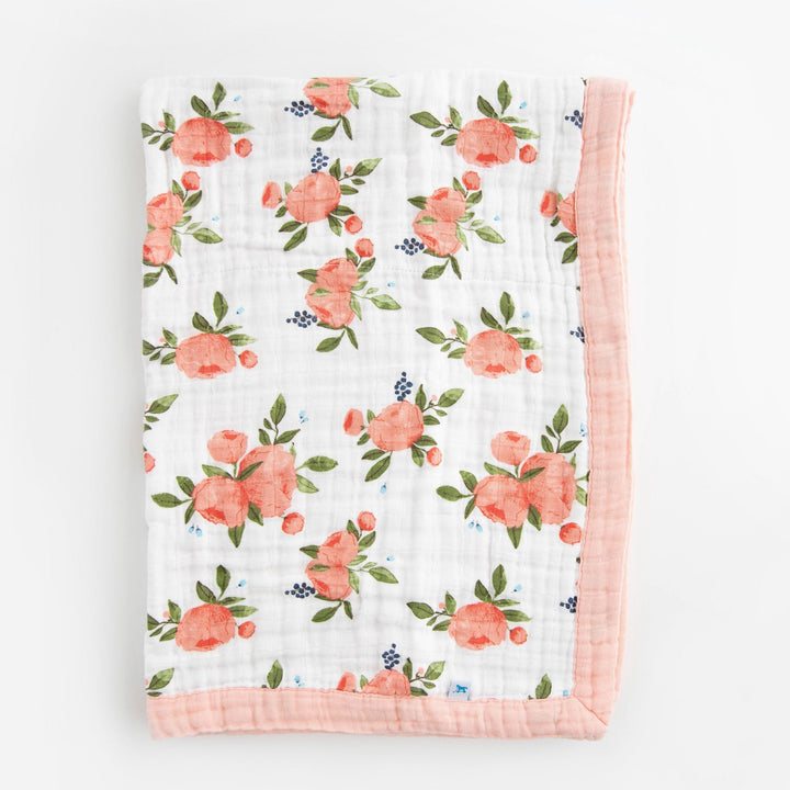 Little Unicorn Cotton Muslin Baby Quilt | Watercolor Roses