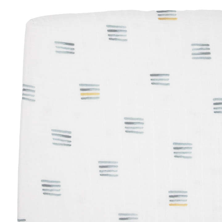 Little Unicorn Cotton Muslin Crib Sheet | Blue Stacks