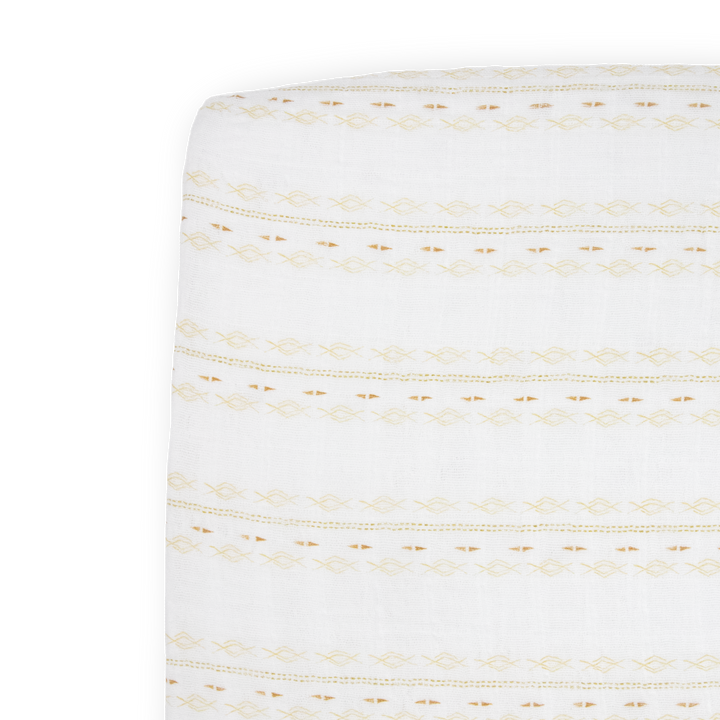 Little Unicorn Cotton Muslin Crib Sheet | Gold Diamond-stripe