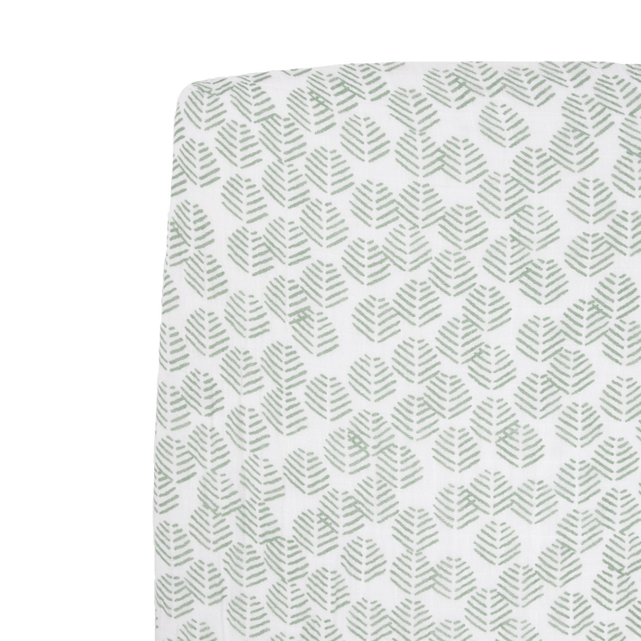 Little Unicorn Cotton Muslin Crib Sheet | Leaf Motif
