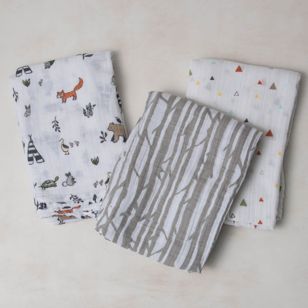 Little Unicorn Cotton Muslin Swaddle Blanket 3 Pack | Forest Friends