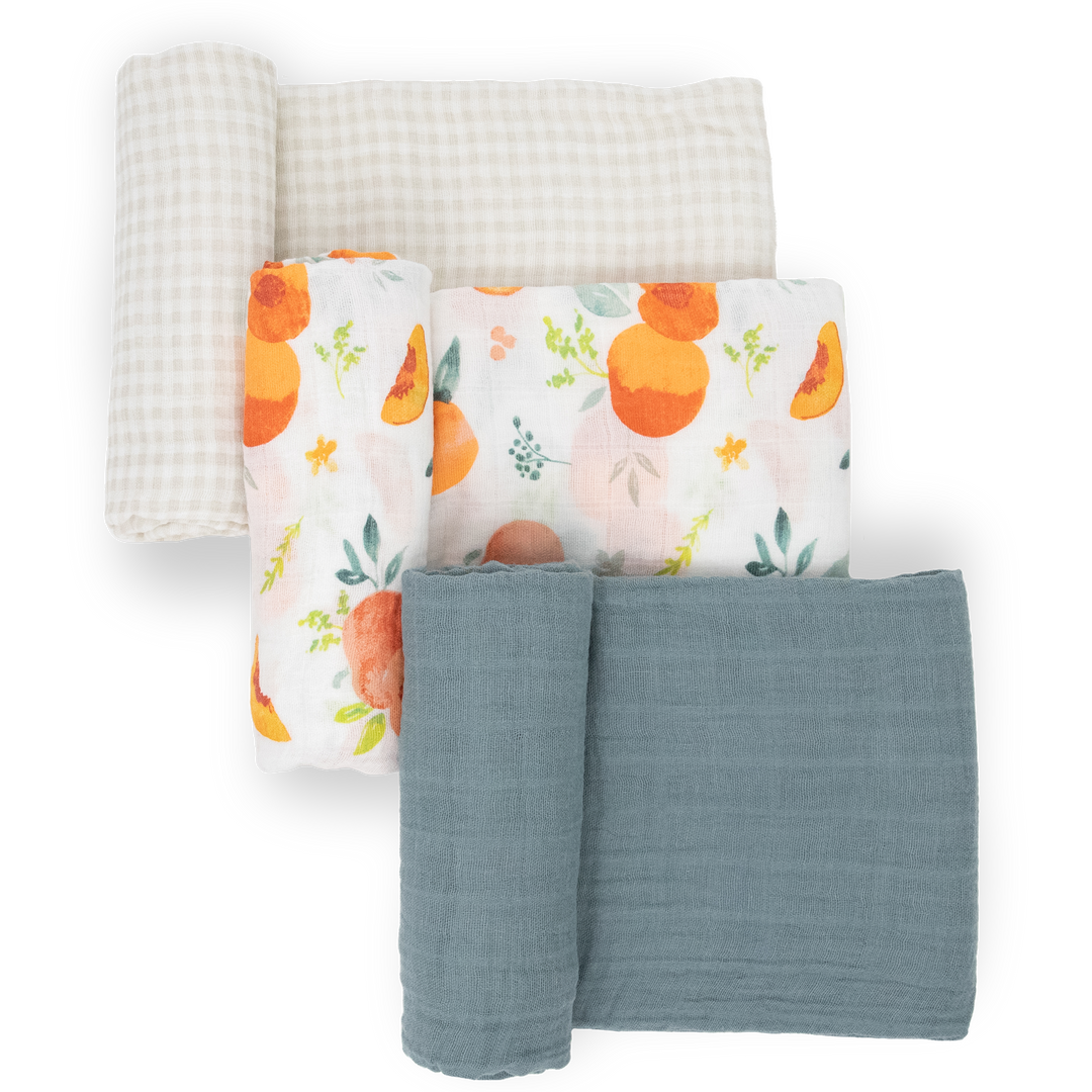 Little Unicorn Cotton Muslin Swaddle Blanket 3 Pack | Georgia Peach 2