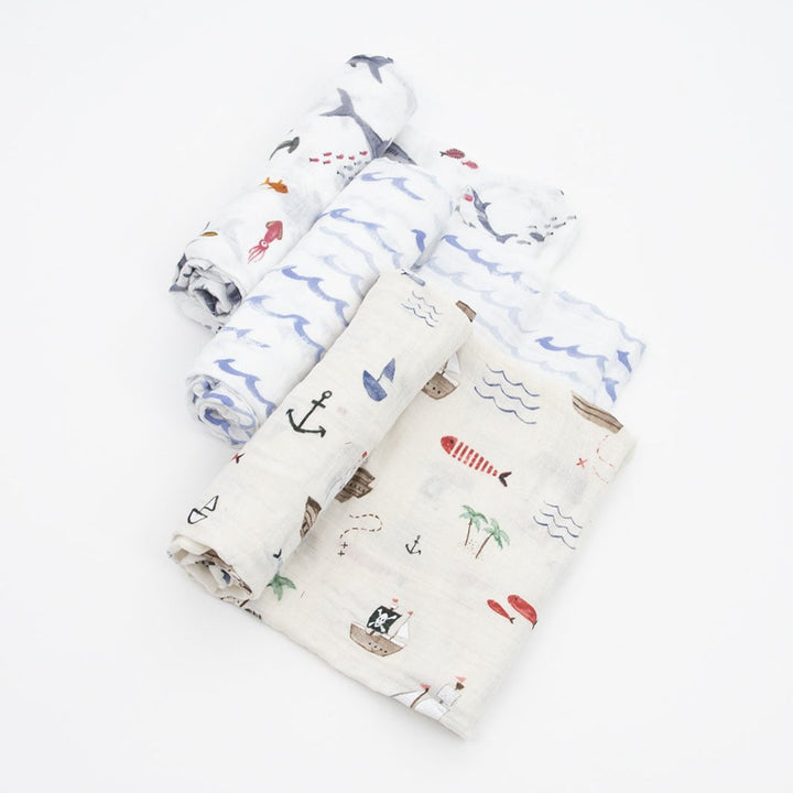 Little Unicorn Cotton Muslin Swaddle Blanket 3 Pack | Shark 2