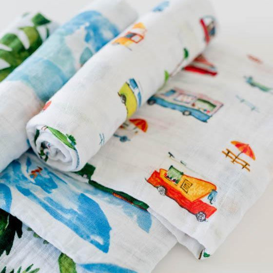 Little Unicorn Cotton Muslin Swaddle Blanket 3 Pack | Summer Vibe