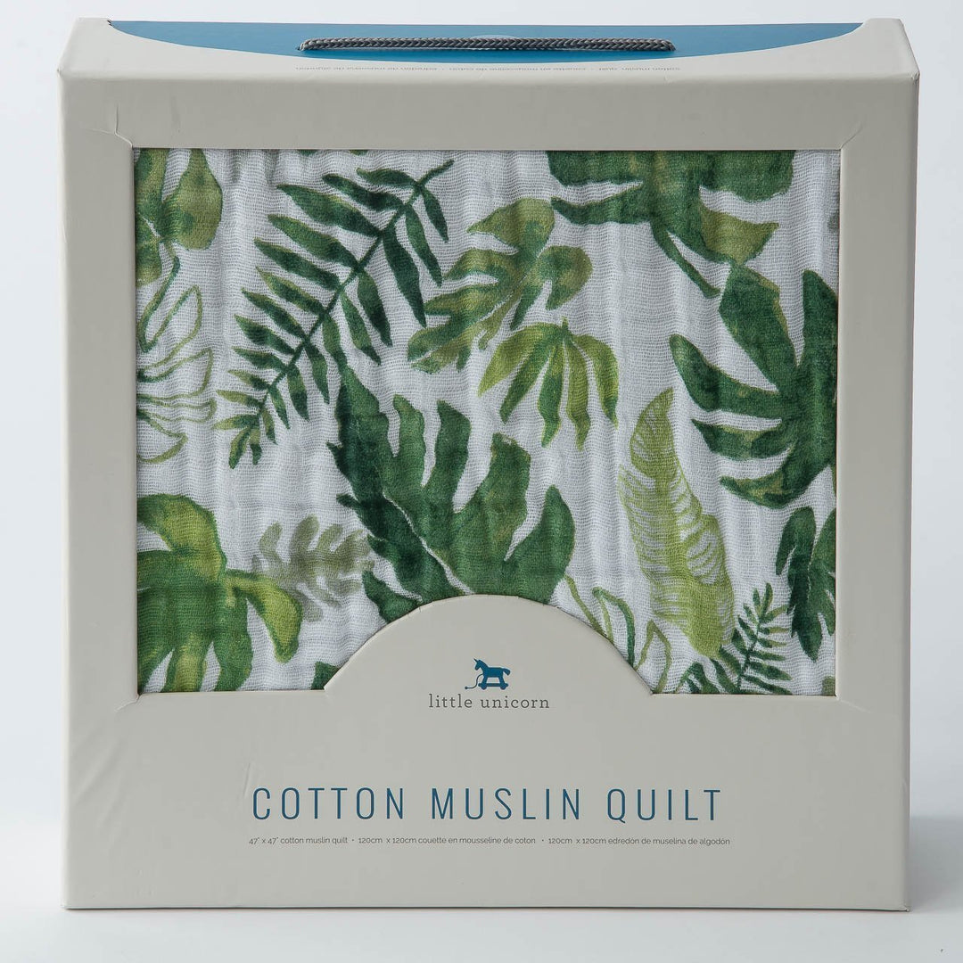 Little Unicorn Original Cotton Muslin Quilt | Tropical Leaf