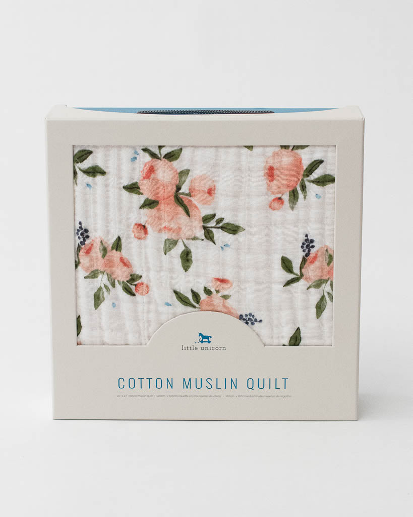 Little Unicorn Original Cotton Muslin Quilt | Watercolor Roses