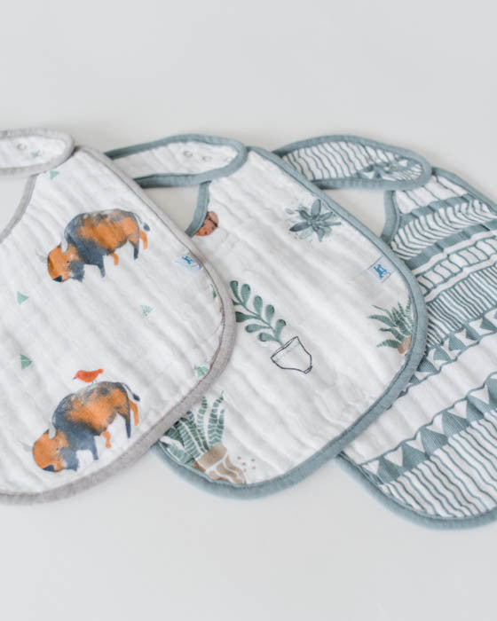 Little Unicorn Cotton Muslin Classic Bib 3 pack | Bison