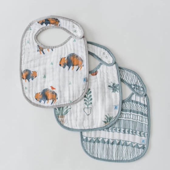 Little Unicorn Cotton Muslin Classic Bib 3 pack | Bison