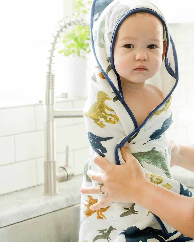 Little Unicorn Infant Hooded Towel & Washcloth Set | Dino Friends