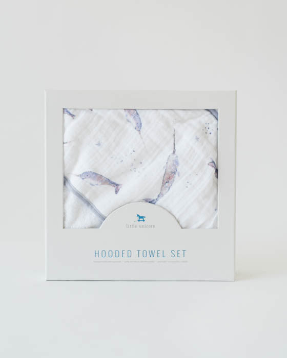 Little Unicorn Infant Hooded Towel & Washcloth Set | Narwhal